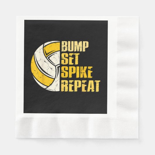 Bump Set Spike Wiederholung Volleyball Funny Funny Serviette (Vorderseite)