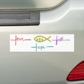 Bumper Sticker Love, Hope, Faith and Ichthys Autoaufkleber (Auf Auto)