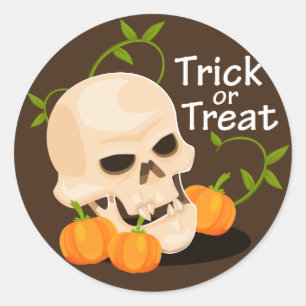 Bumpkin-Skull-Trick oder behandeln Halloween Runder Aufkleber