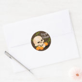 Bumpkin-Skull-Trick oder behandeln Halloween Runder Aufkleber (Umschlag)