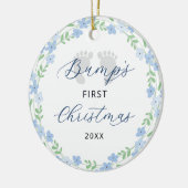 Bump's First Christmas Footprints Blue Holiday Keramik Ornament (Links)