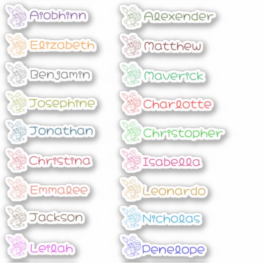 Bun Bun Custom Multiple Names Stickers Aufkleber (Vorderseite)