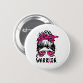Bun Gles tragen rosa Krieger Brustkrebs Bewusstsei Button (Vorne & Hinten)