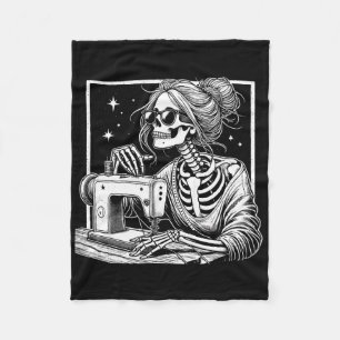 Bun Haar Skelett Näherin Quilterin Halloween Nähen Fleecedecke
