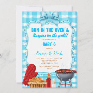 Bun im Ofen & Burger auf dem Grill Baby Shower Einladung