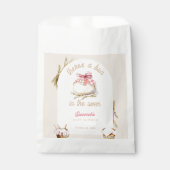 Bun im Ofen Rosa Gingham-Schleife Baby Shower Geschenktütchen (Vorderseite)