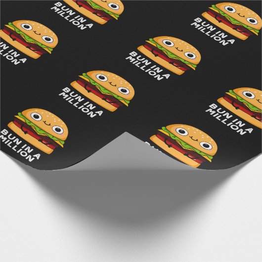 Bun in a Million Funny Burger Pun Dark BG Geschenkpapier (Ecke)