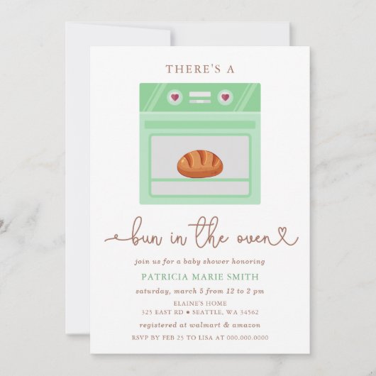 Bun in der neutralen Baby-Dusche des Ofens Geschle Einladung (Vorderseite)