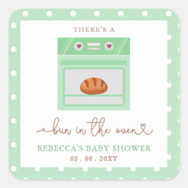 Bun in der neutralen Baby-Dusche des Ofens Geschle Quadratischer Aufkleber