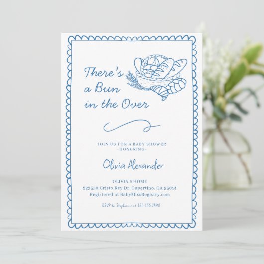 Bun in der Oven Baby Dusche Einladung (Stehend Vorderseite)