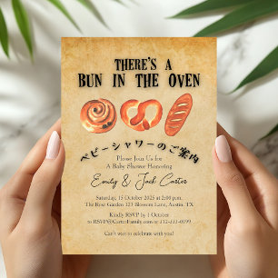 Bun in der Oven Baby Shower Vintag Kraft Bäckerei Einladung