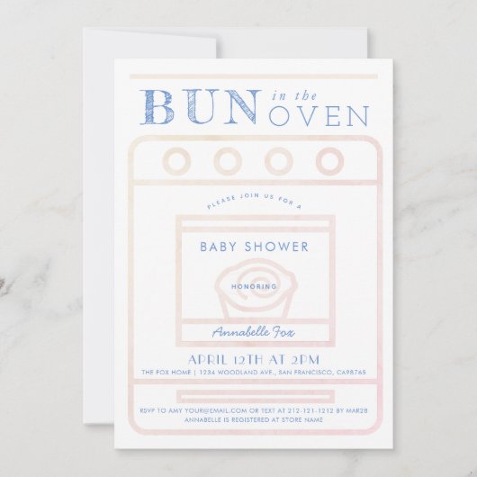 Bun in der Oven Girl Pink Baby Dusche Einladung (Vorderseite)