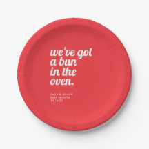 Bun in der Oven modernen Minimal Red Baby Dusche