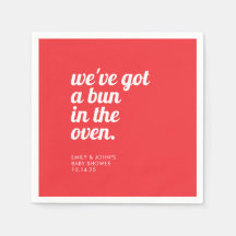 Bun in der Oven modernen Minimal Red Baby Dusche