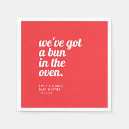 Bun in der Oven modernen Minimal Red Baby Dusche Serviette