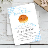 Bun in Oven Baby Shower Brot Blue Gingham Einladung