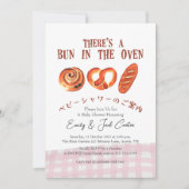 Bun in Oven Baby Shower Pink Gingham Picnic Einladung (Vorderseite)