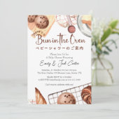 Bun in Oven Baby Shower Rustic Bäckerei Backen Einladung (Stehend Vorderseite)