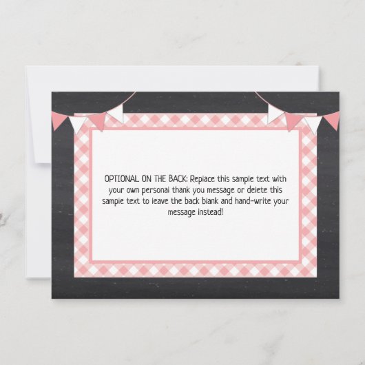 Bun in Oven BabyQ Pink Girl Baby Shower Dankeskarte (Rückseite)