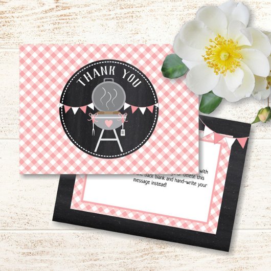 Bun in Oven BabyQ Pink Girl Baby Shower Dankeskarte