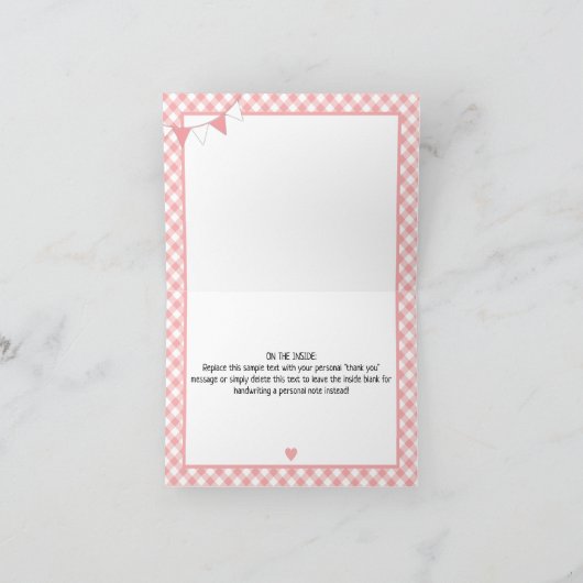 Bun in Oven BabyQ Pink Girl Baby Shower Dankeskarte (Innenseite)