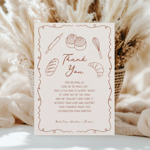 Bun in Oven Bakery Baby Shower Dankeskarte
