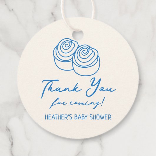 Bun in Oven Bakery Boy Baby Shower Vielen Dank Geschenkanhänger (Rückseite)