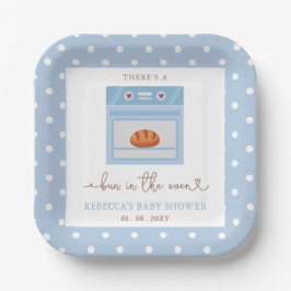 Bun in Oven Blue Baby Babydusche Pappteller