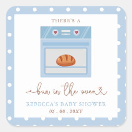 Bun in Oven Blue Baby Babydusche Quadratischer Aufkleber