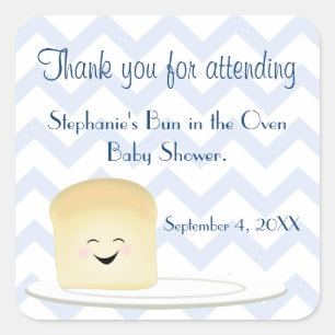 Bun in Oven Blue Quadratischer Aufkleber