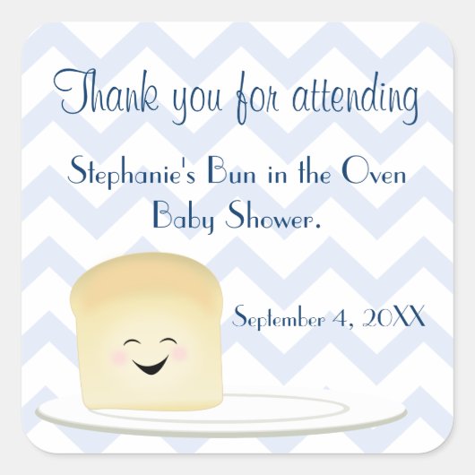 Bun in Oven Blue Quadratischer Aufkleber (Vorderseite)