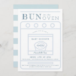 Bun in Oven Boy Blue Baby Shower Einladung