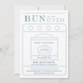 Bun in Oven Boy Blue Virtual Baby Shower Einladung (Vorderseite)