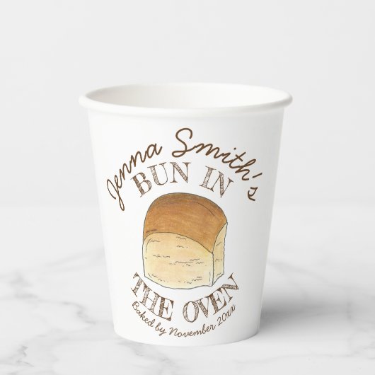 Bun in Oven Bread Dinner Roll Baby Dusche Pappbecher (Vorderseite)