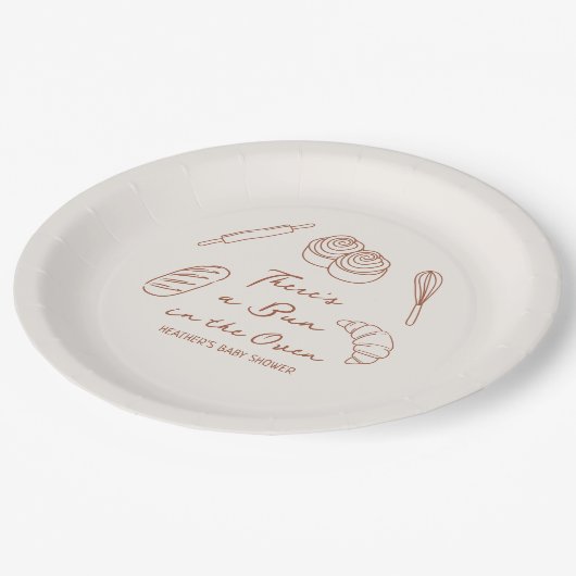 Bun in Oven Brot Bäckerei Baby Dusche Pappteller (Schrägansicht)