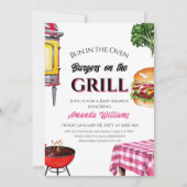 Bun in Oven Burger Grill Girl GRILLEN Baby Shower Einladung (Vorderseite)