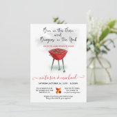 Bun in Oven Burgers on the Grill Baby Shower Einladung (Stehend Vorderseite)