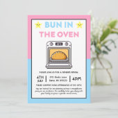 Bun in Oven Gender Reveal Brunch Einladung (Stehend Vorderseite)