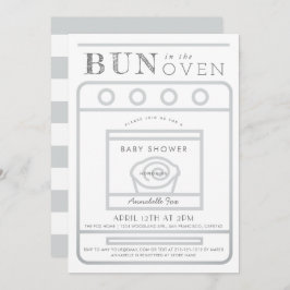 Bun in Oven Gray Baby Shower Einladung