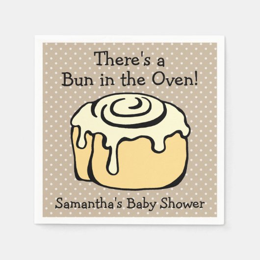 Bun in Oven Niedlich Modern Baby Shower Boy / Girl Serviette (Vorderseite)