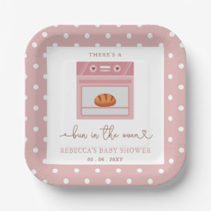 Bun in Oven Pink Baby Girl Babydusche Pappteller