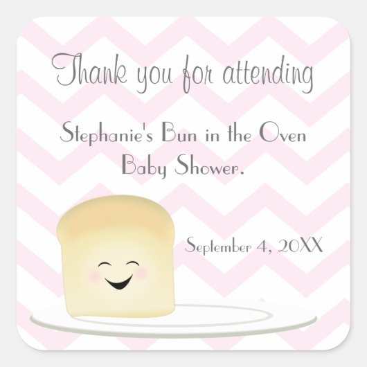 Bun in Oven Pink Quadratischer Aufkleber (Vorderseite)