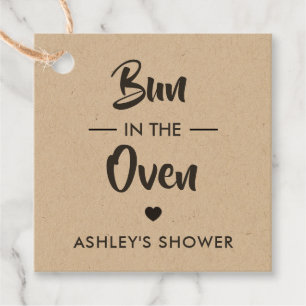 Bun in Oven Tag, Baby Shower Gift Tag, Kraft Geschenkanhänger