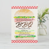 Bun in the Oven and Burgers on Grill Baby GRILLEN Einladung (Stehend Vorderseite)