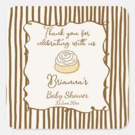 Bun in the oven baking baby shower favor quadratischer aufkleber