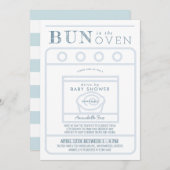 Bun in the Oven Boy Blue Drive-by Baby Shower Einladung (Vorne/Hinten)