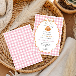 Bun In The Oven Braun Kariert Baby-Party Einladung