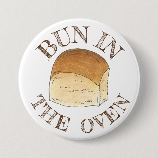 Bun in the Oven Bread Dinner Roll erwartet Baby Button (Vorderseite)