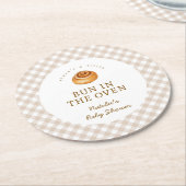 Bun In The Oven Cinnamon Roll Baby Shower Runder Pappuntersetzer (Angewinkelt)