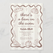 Bun In The Oven Gender Neutral Rustic Baby Shower Einladung (Vorderseite)